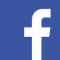 The facebook logo is white on a blue background.