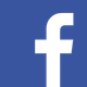 The facebook logo is white on a blue background.