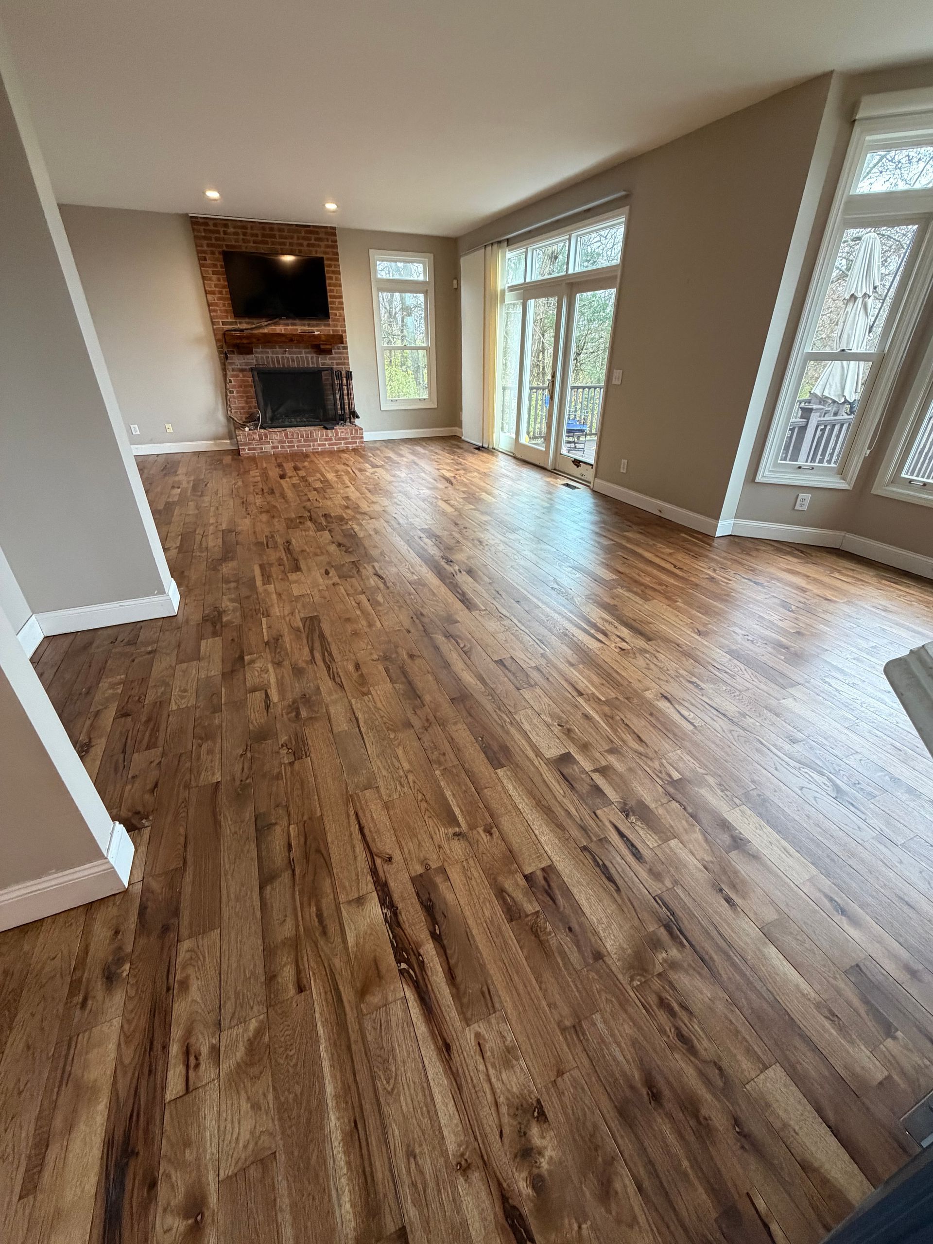 Refinished wood flooring
