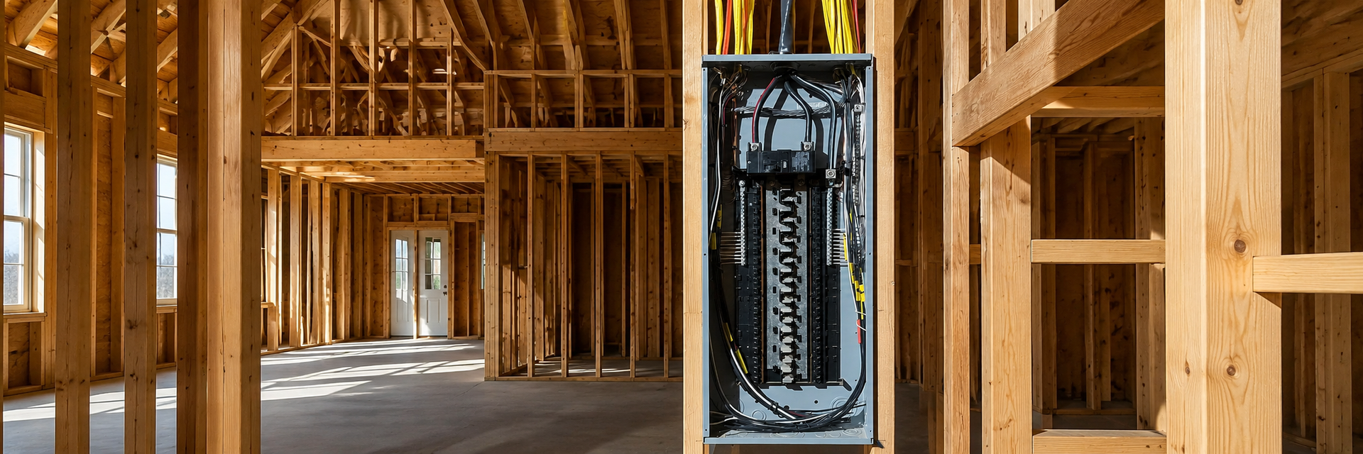 Upgraded electrical panel with circuit breakers