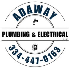 ADAWAY Plumbing & Electrical logo with phone number 334-447-0163 on a white background