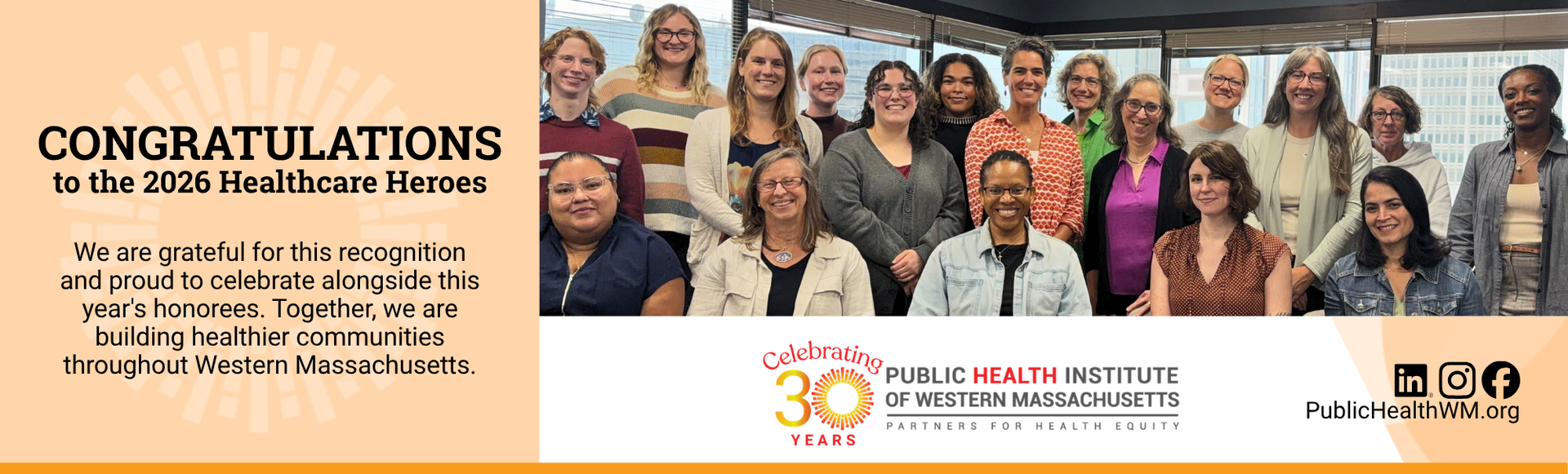 Group photo celebrating the Public Health Institute of Western Massachusetts as a 2026 Healthcare Heroes honoree