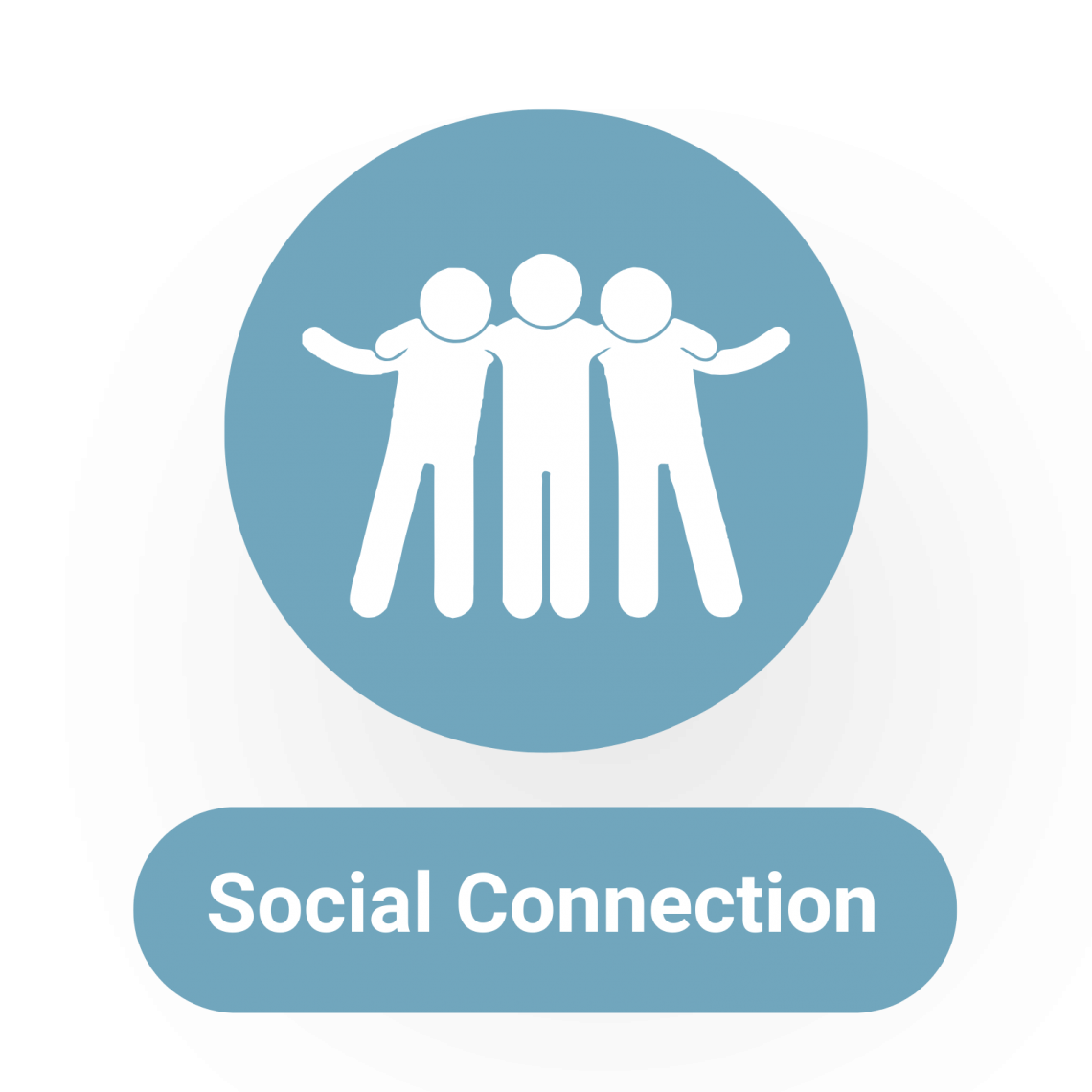 Icon of three stick figures with arms over eachothers shoulders