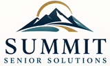 Summit Senior Solutions logo with mountain peaks and gold arc above navy text