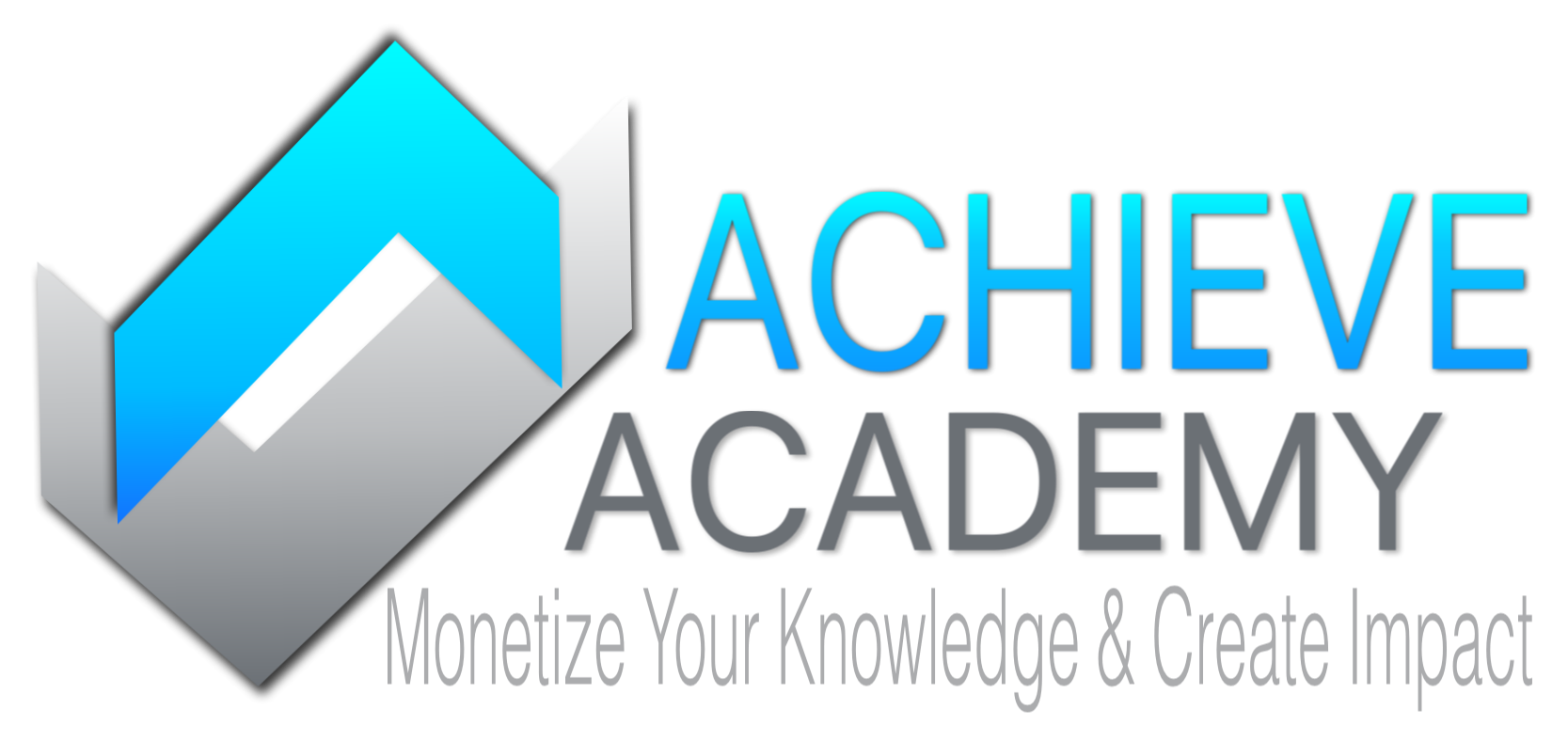 A logo for achieve academy that says monetize your knowledge and create impact