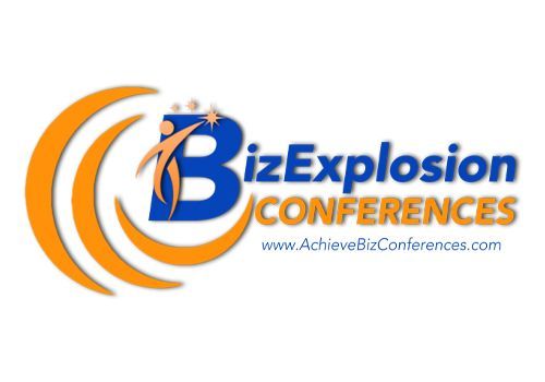 A logo for bizexplosion conferences is shown on a white background