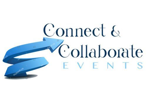 A logo for connect and collaborate events with two arrows pointing in opposite directions