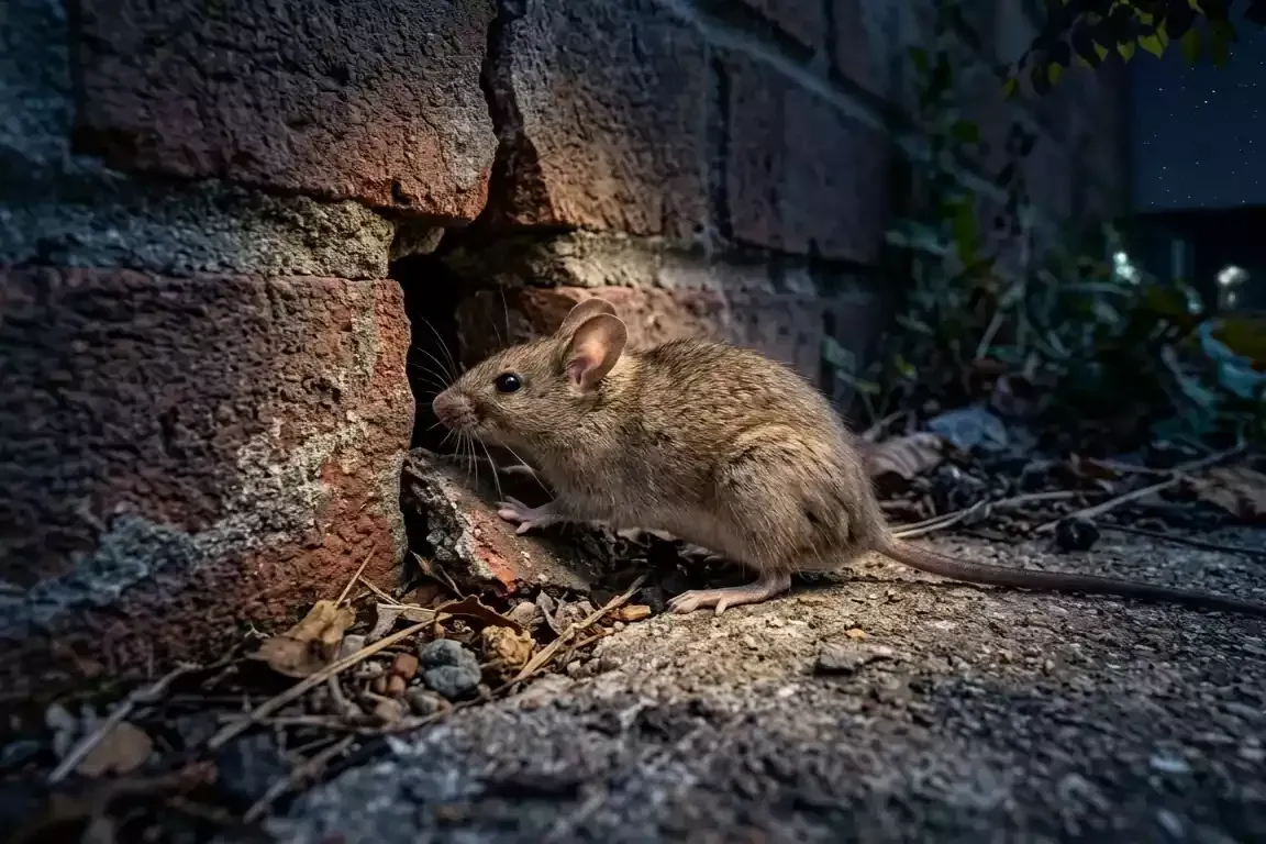 Mouse entering a home through a small exterior gap