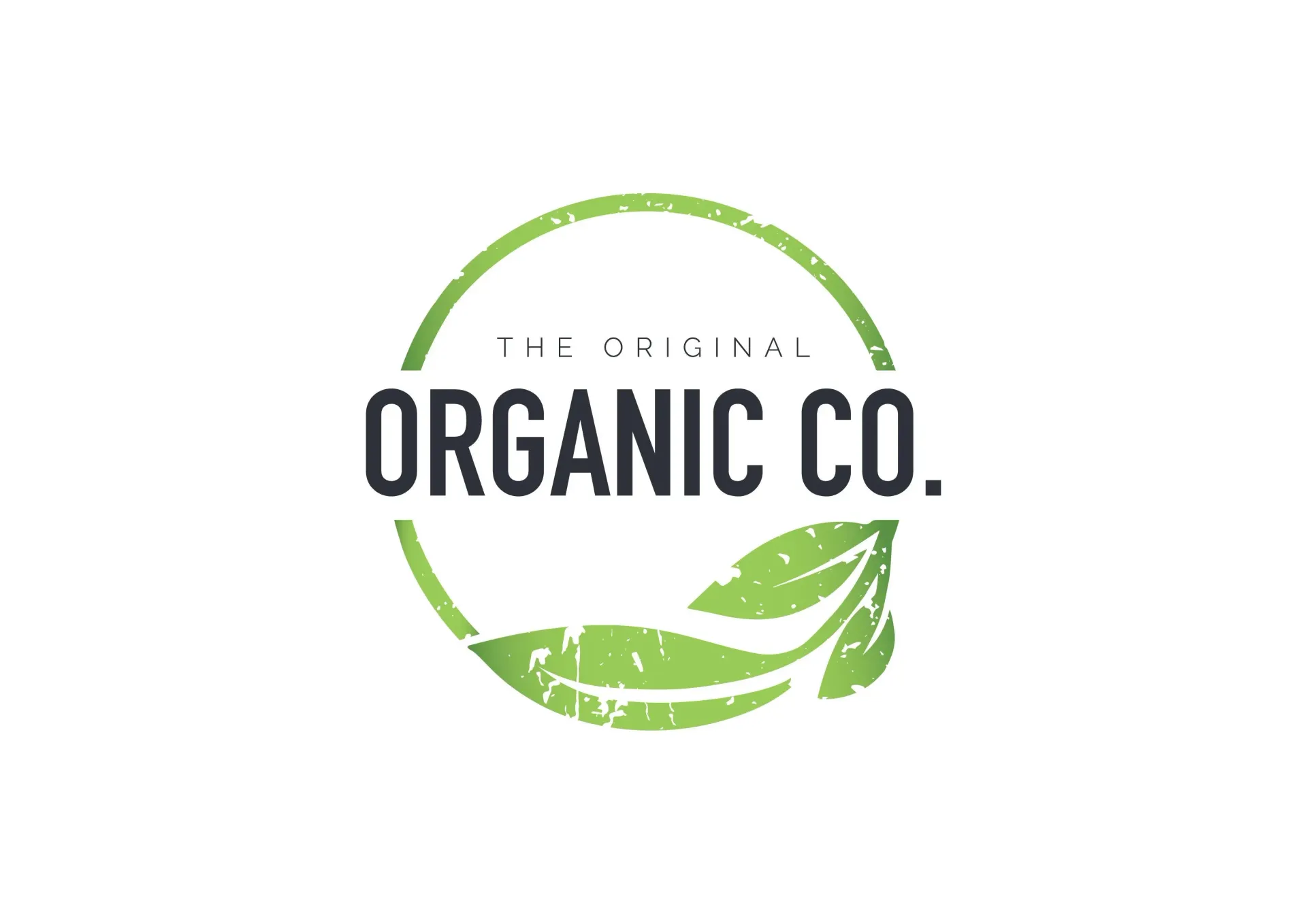 A circular green logo with a leaf design at the bottom and the text "THE ORIGINAL ORGANIC CO." in black.