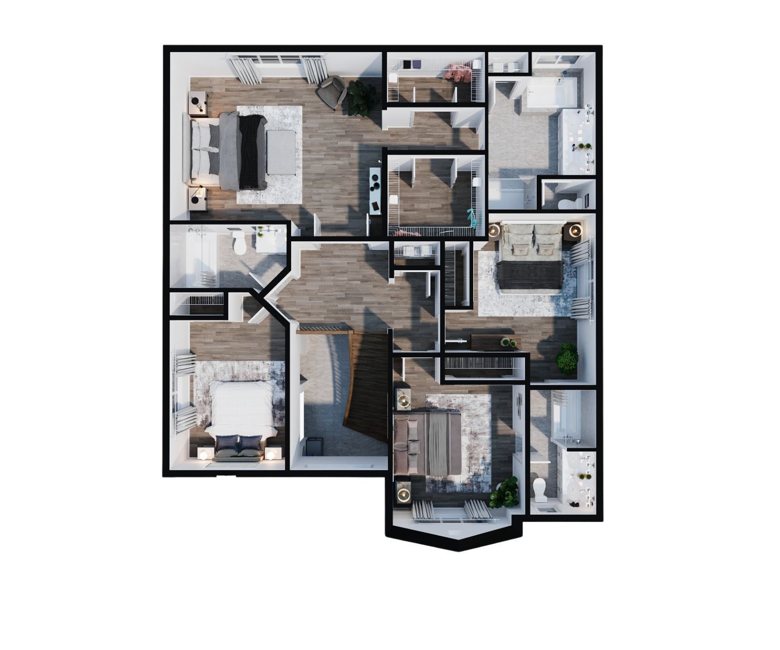 an aerial view of a floor plan of a house .