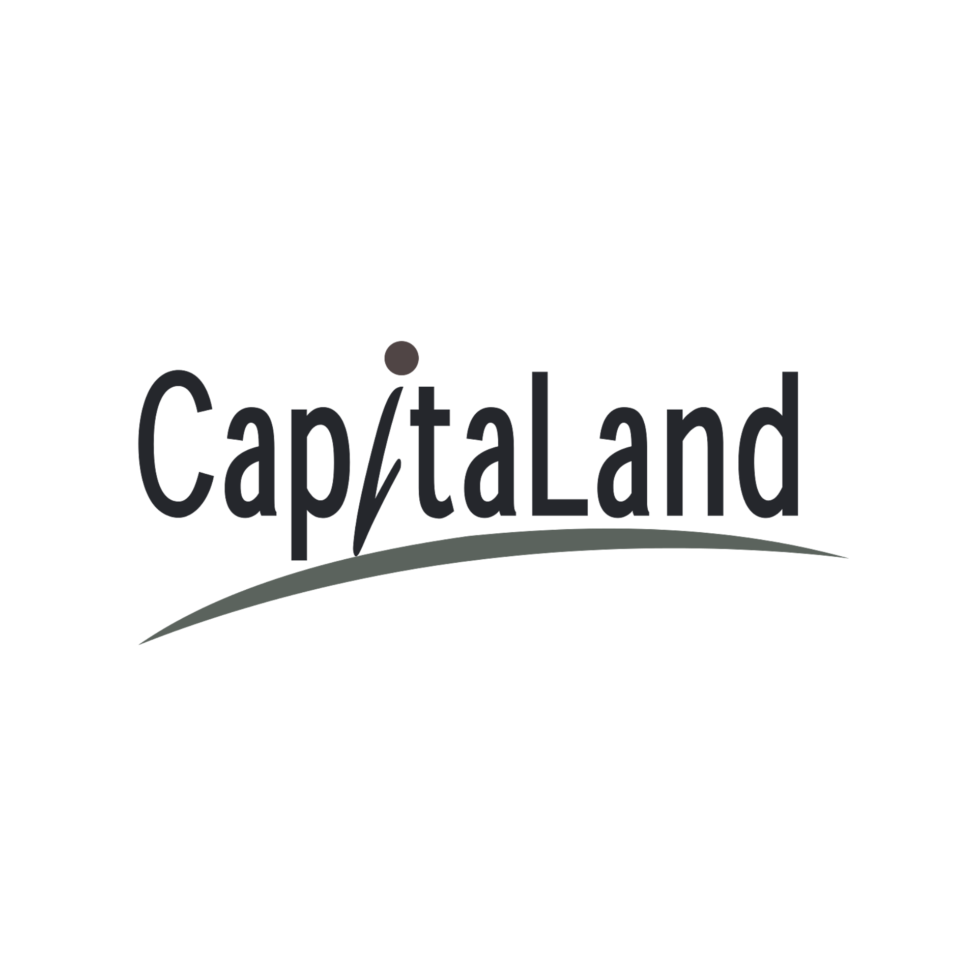 A black and white logo for capitaland on a white background.