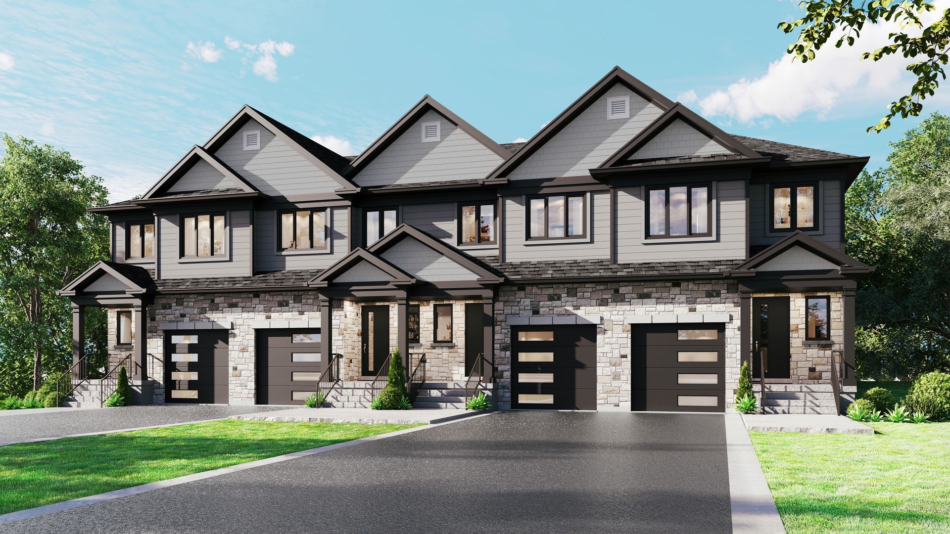 render from ue5 of a house with a lot of garages