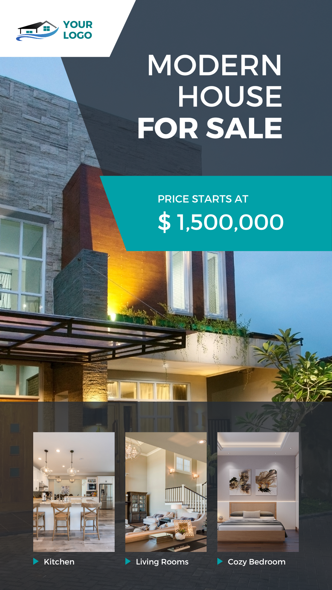A modern house for sale is for sale for $ 1,500,000.