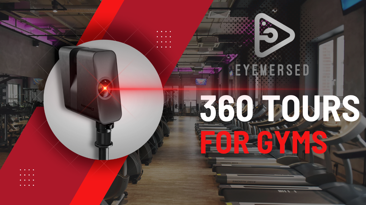 A picture of a gym with the words 360 tours for gyms