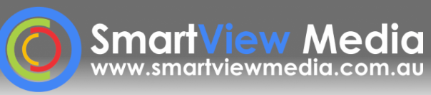 A logo for smartview media is shown on a grey background