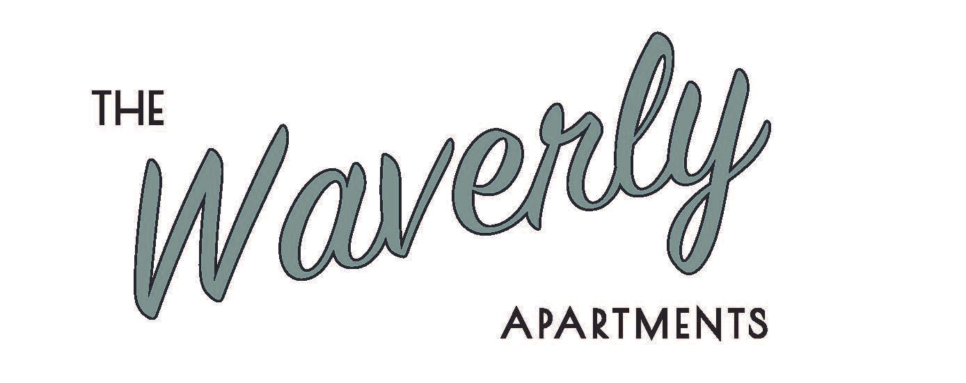The Waverly Apartments logo with gray script text on a white background
