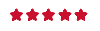 Five red stars aligned horizontally on a white background.