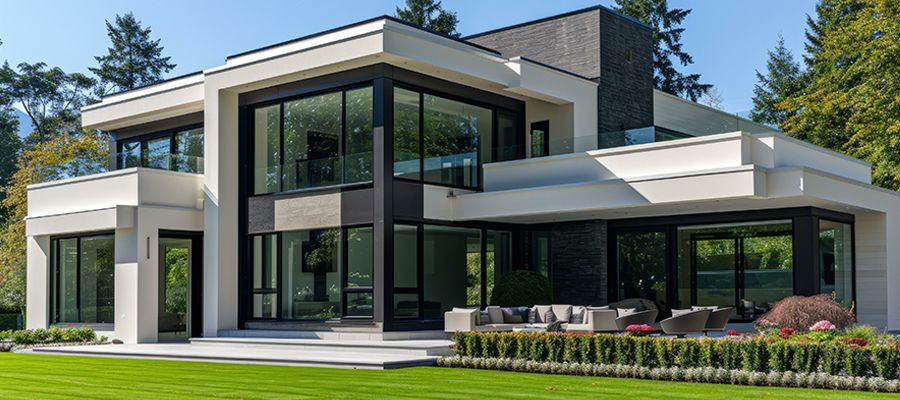 Home with glass windows