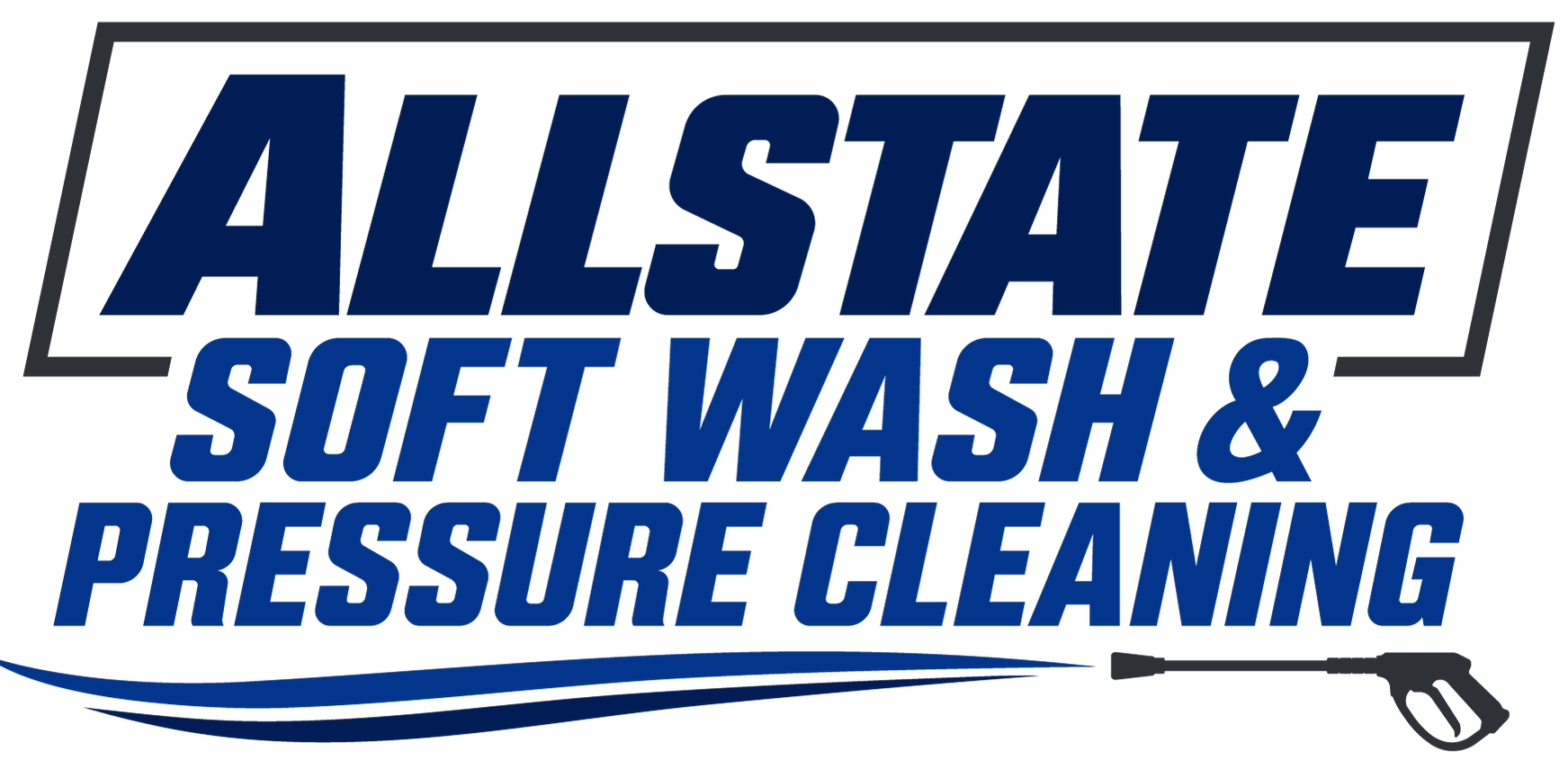 Allstate Soft Wash & Pressure Cleaning blue logo with stylized building graphic