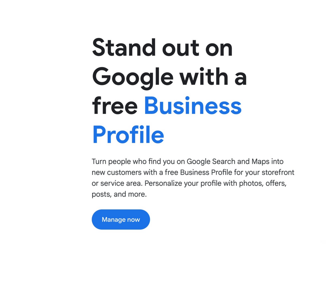 Google Business Profile creation Screenshot