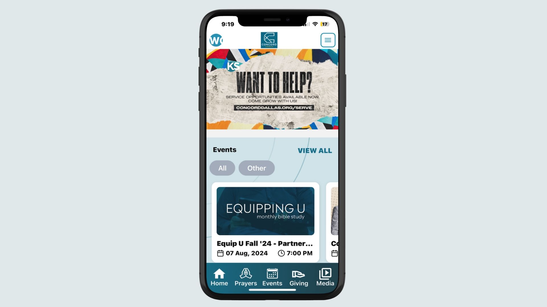 Mobile app displaying a 