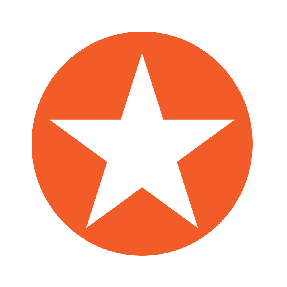 White star inside an orange circle.
