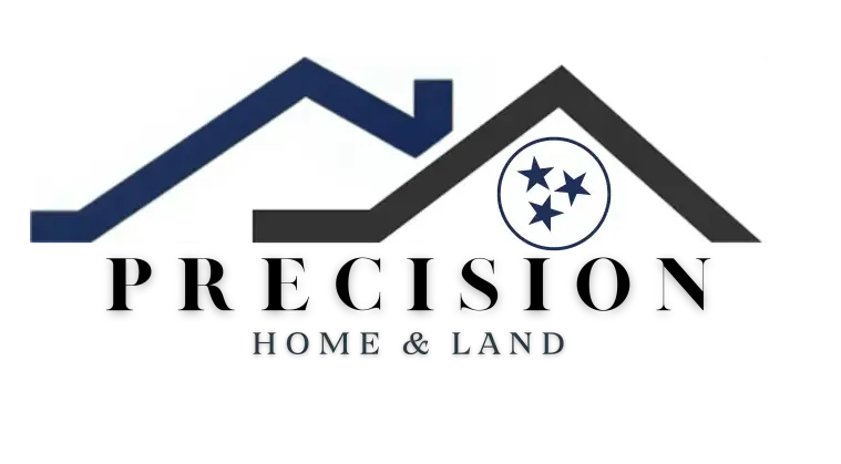 The logo for Precision Home and Land shows a house with three stars on the roof.