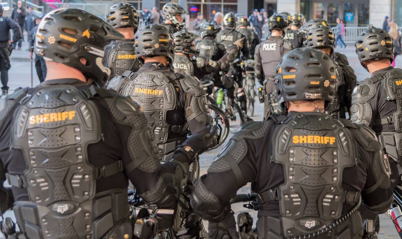 Image of militarized police force