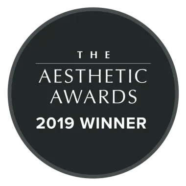 The logo for the aesthetic awards 2019 winner