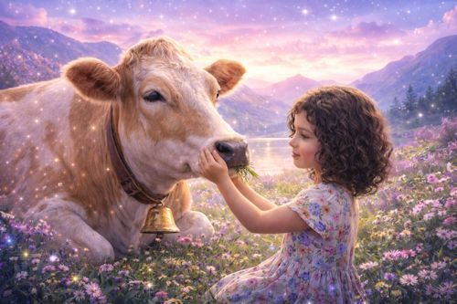 Child with Cow compassion Child with Cow compassion
