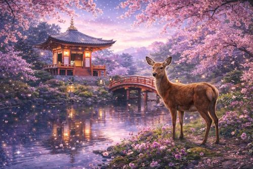 Deer in Japanese Garden Deer in Japanese Garden