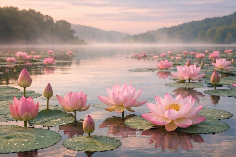 Lotus unfolding at different rates Lotus unfolding at different rates