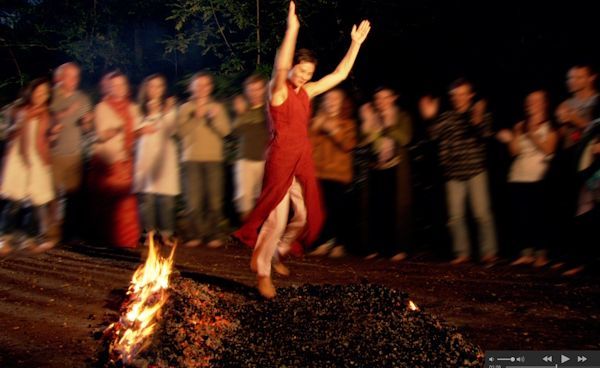 Vicki fire dancing at a Lendrick Lodge firewalk Vicki fire dancing at a Lendrick Lodge firewalk