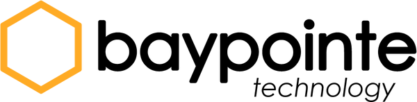 Bay Pointe Technology logo with orange hexagon icon and black lowercase text