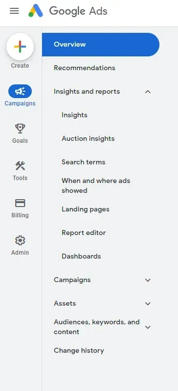 A screenshot of the google ads dashboard on a phone.