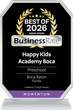 BusinessRate Best of 2026 award for Happy Kids Academy Boca Preschool, Boca Raton, Florida