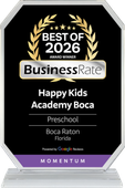 BusinessRate Best of 2026 award for Happy Kids Academy Boca Preschool, Boca Raton, Florida
