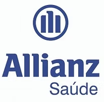 Logotipo da Allianz Saúde com emblema circular azul e texto.