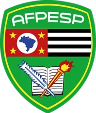 Logotipo em formato de escudo com a inscrição 