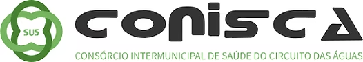 Logotipo da Conisca, um consórcio de saúde da região do Circuito das Águas. Símbolo verde e texto escuro sobre fundo branco.