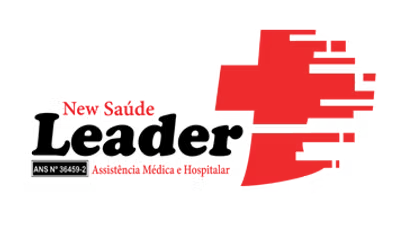 Novo logotipo do Líder em Saúde: desenho de cruz vermelha com texto preto sobre fundo branco.