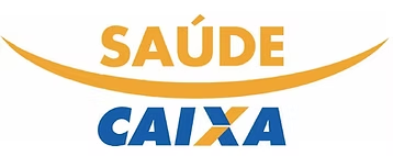 Saúde Caixa logo: yellow arc over 