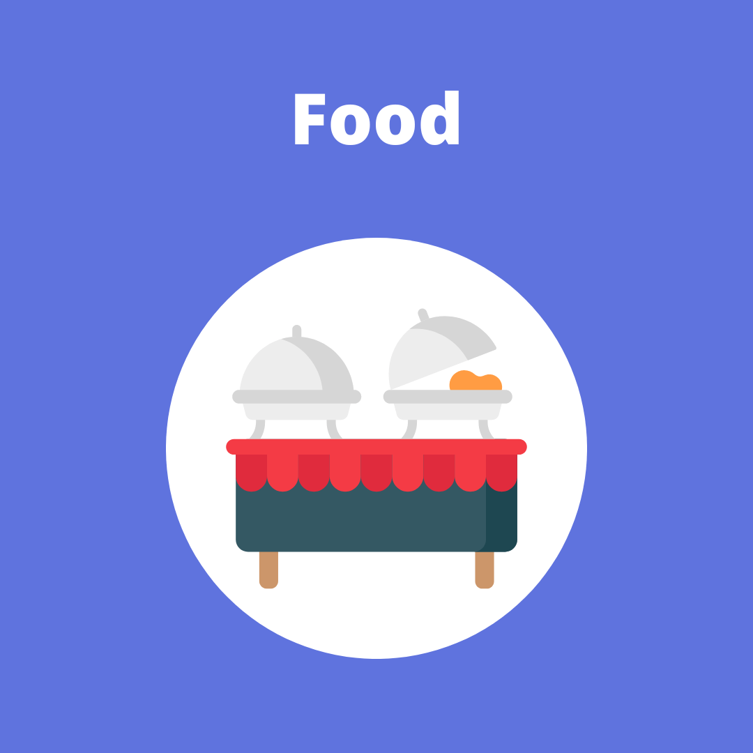 An icon of a buffet table with food on it