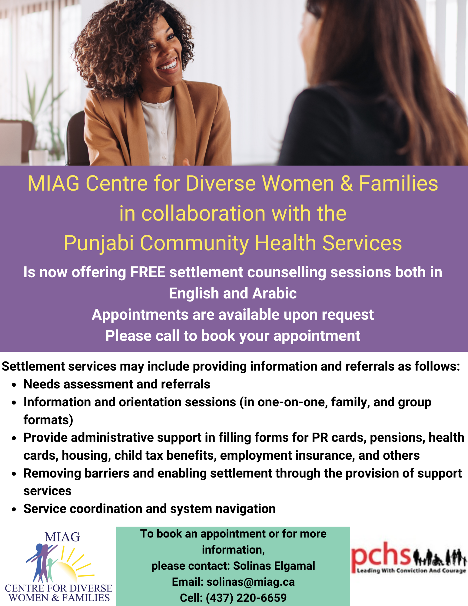 A woman is talking to another woman in an advertisement for the punjabi community health services.