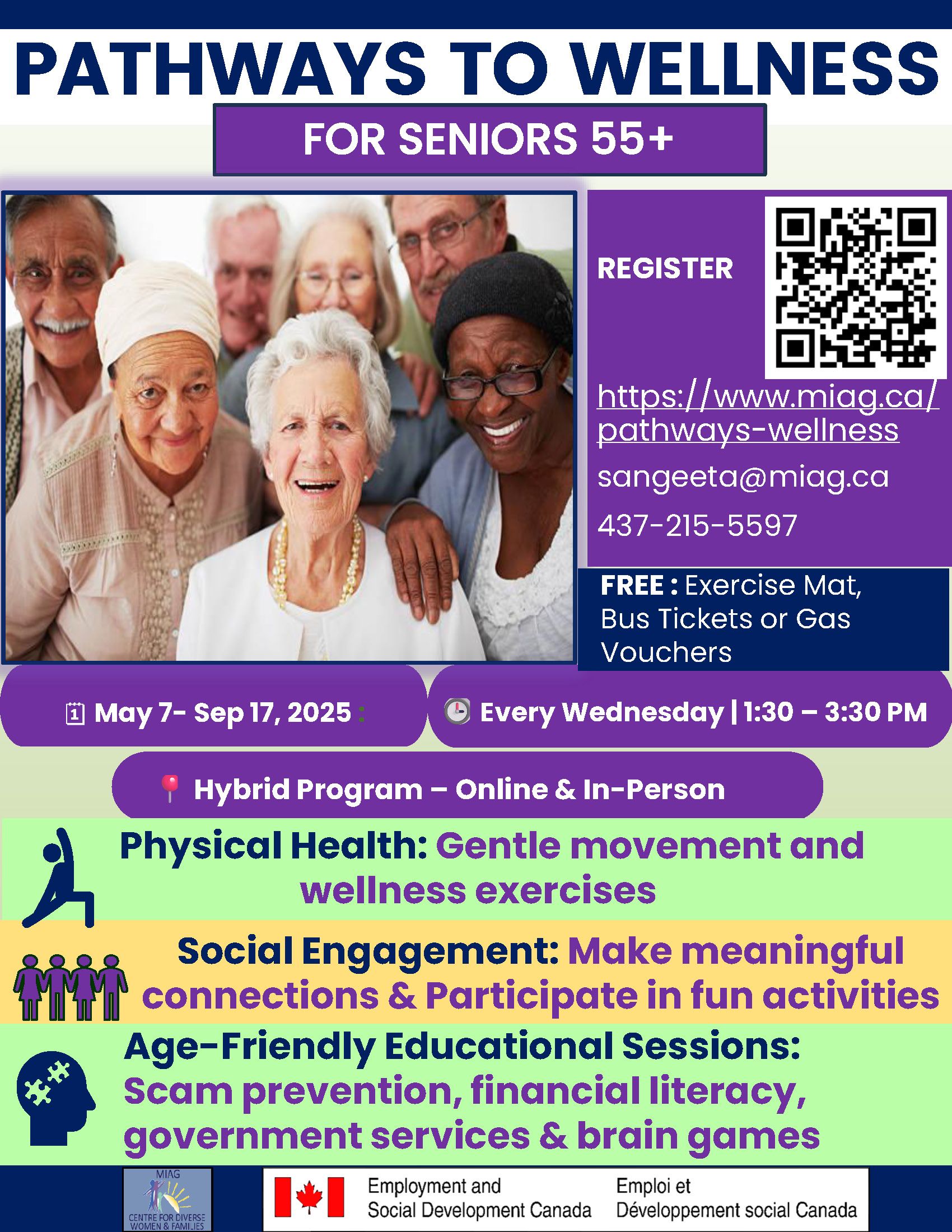 A poster for pathways to wellness for seniors 55+