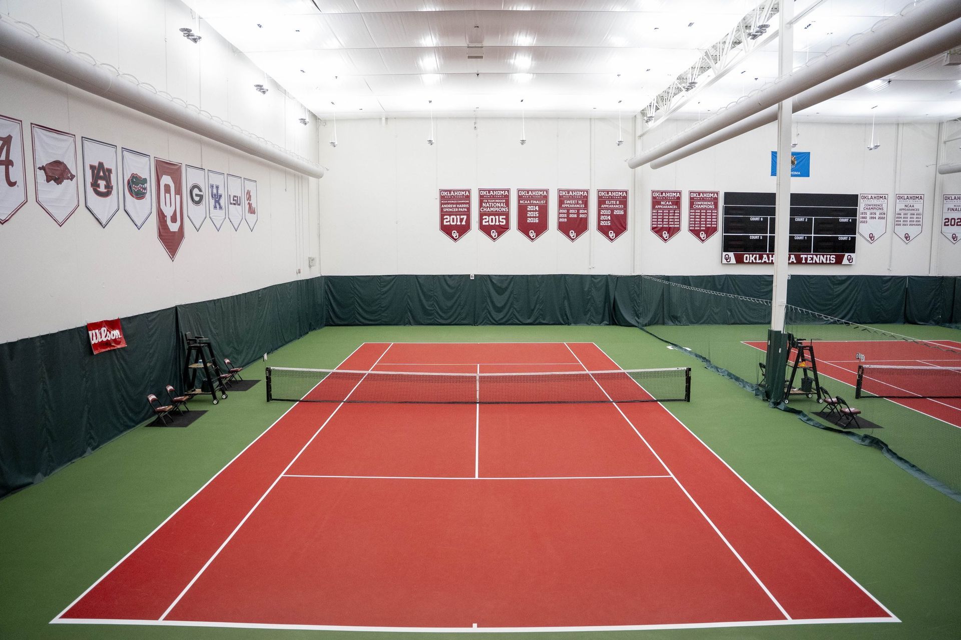 Indoor tennis court acrylic surface at OU Headington