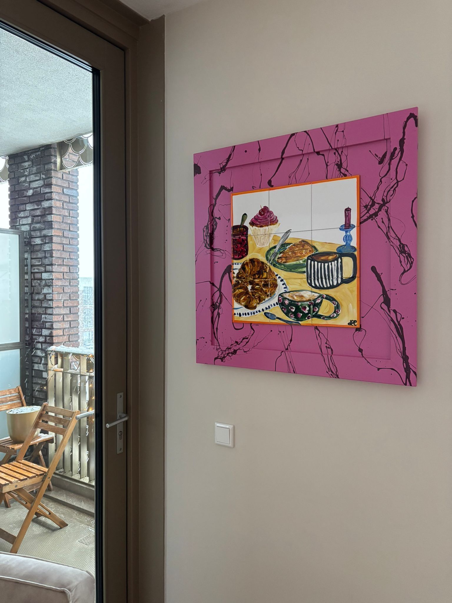 handbeschilderde tegeltableau Tegelkunstwerk muurdecoratie keukenstyling 