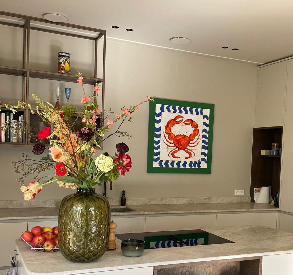 handbeschilderde tegeltableau Tegelkunstwerk muurdecoratie keukenstyling