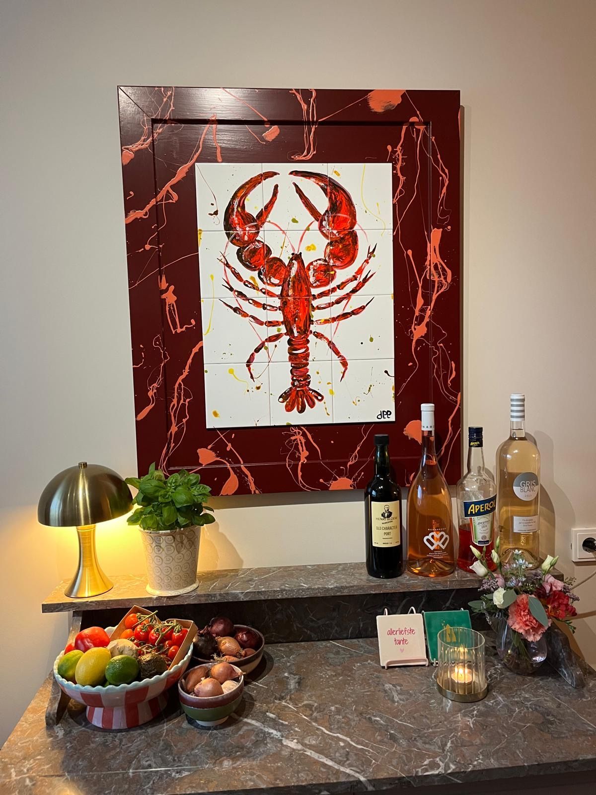 handbeschilderde tegeltableau Tegelkunstwerk muurdecoratie keukenstyling 