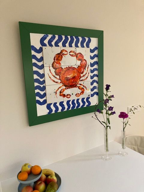 handbeschilderde tegeltableau Tegelkunstwerk muurdecoratie keukenstyling